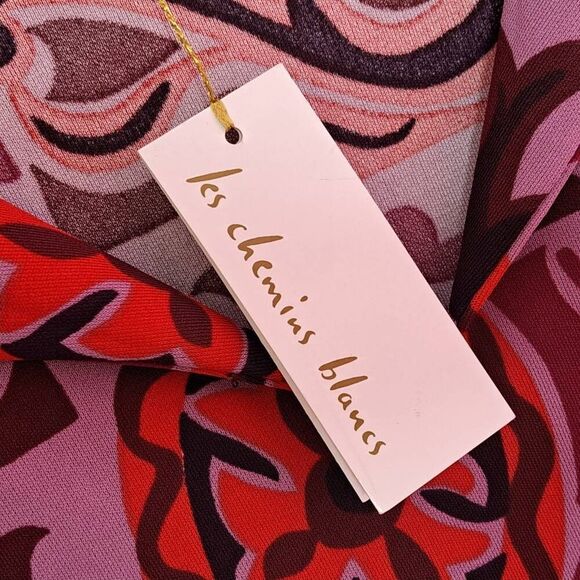 Le Chemins Blancs Women's Vintage Paisley V Neck Collared Blouse size T38/ 6 US - Picture 7 of 7